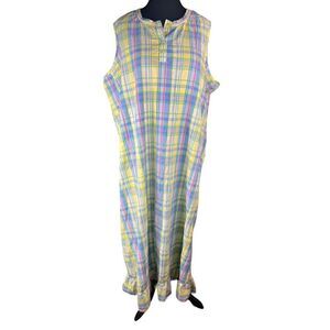 Anthony Richards muumuu housecoat dress 4xl plus yellow sleeveless ruffle hem